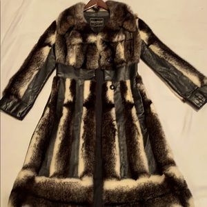 Long fur and leather coat